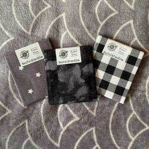 3 pack of black, white, & grey themed fabric squares
